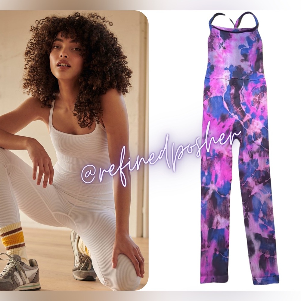 Free People Movement Happiness Runs Onesie size M/L NEW White Tie Dye - Picture 1 of 7
